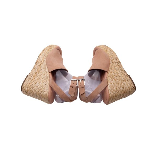 NWOB Marc Fisher Nelly Espadrille Sandals Sz 10 Pink Suede Ankle Strap Wedge - Picture 9 of 13